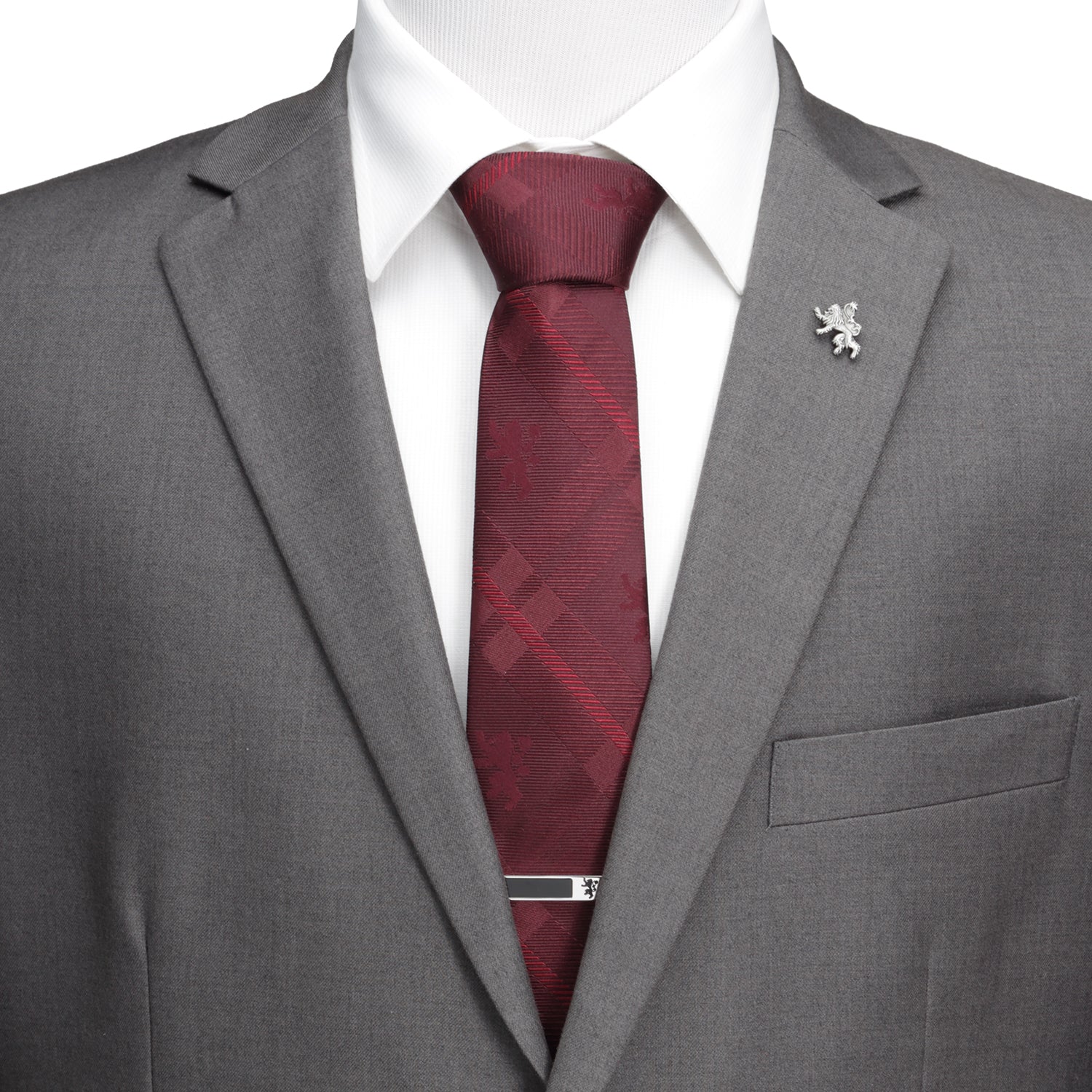 Game of Thrones Lannister Lion Red Plaid Silk Men's Tie