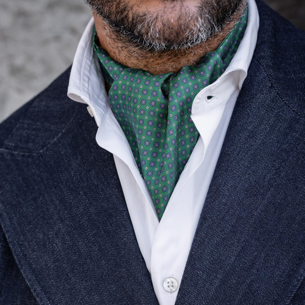 Navona - Silk Ascot Cravat Tie - Green - My Men's Shop