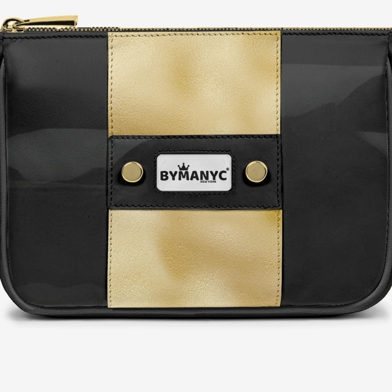 Handbag BYMANYC ® New York – Couture Vegan Vertical Band in Black & Gold Luxe - My Men's Shop