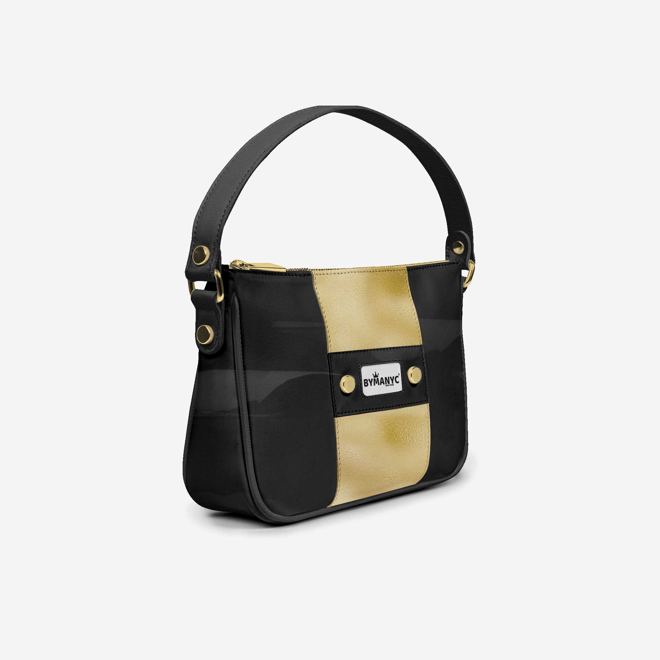 Handbag BYMANYC ® New York – Couture Vegan Vertical Band in Black & Gold Luxe - My Men's Shop