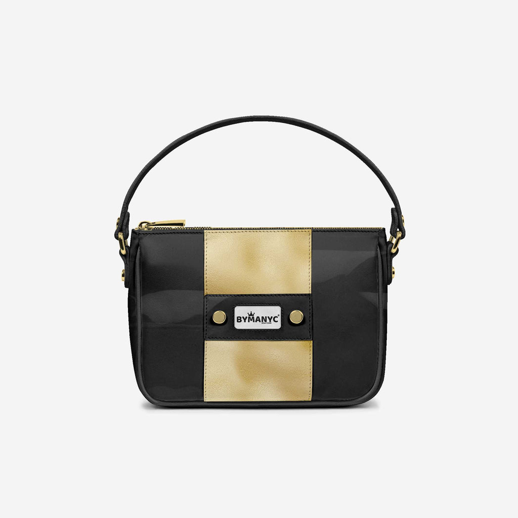 Handbag BYMANYC ® New York – Couture Vegan Vertical Band in Black & Gold Luxe - My Men's Shop