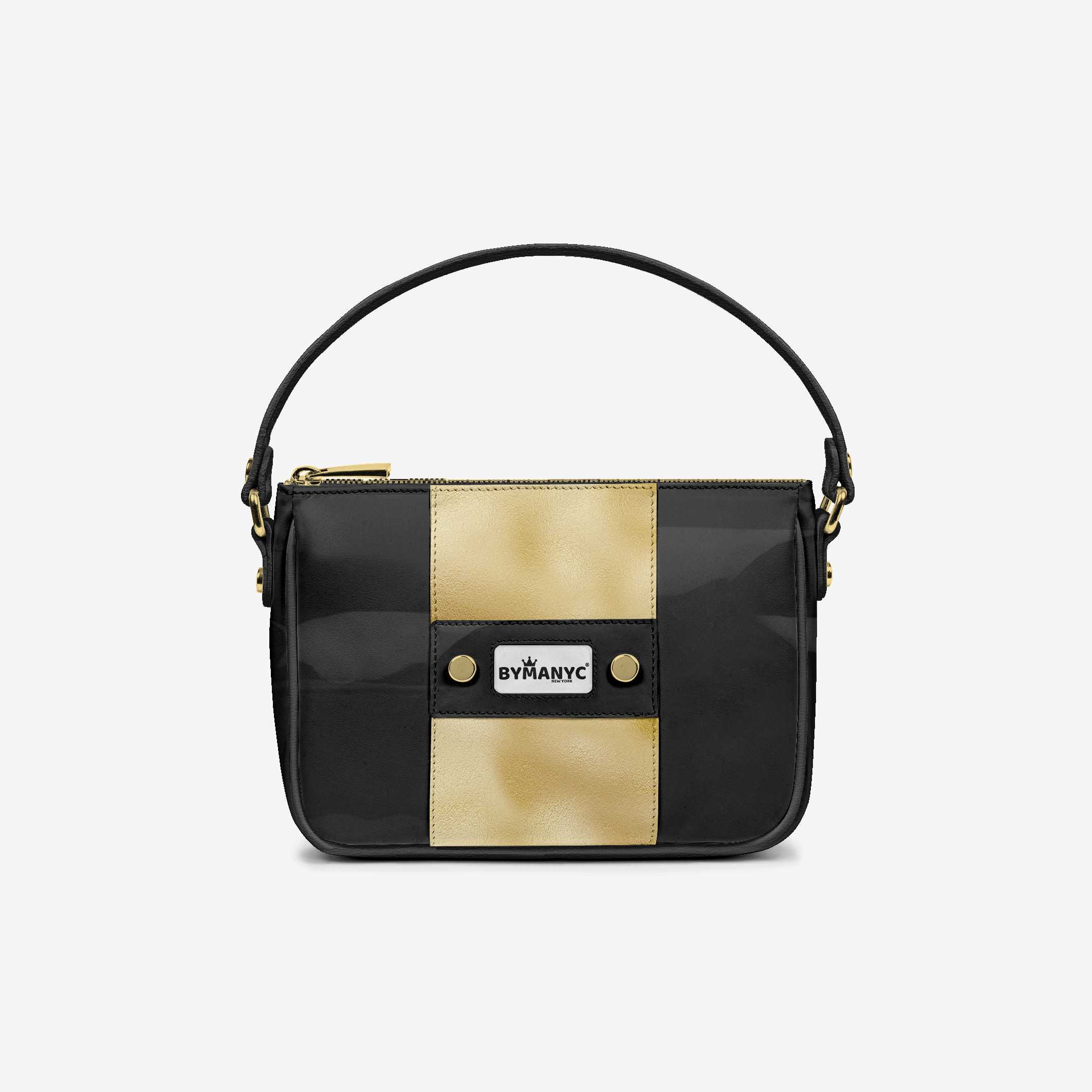 Handbag BYMANYC ® New York – Couture Vegan Vertical Band in Black & Gold Luxe - My Men's Shop