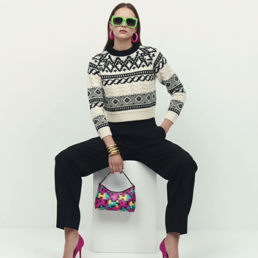 Jacquard Cropped Sweater, Tribeca | Women - BYMANYC ® New York - My Men's Shop