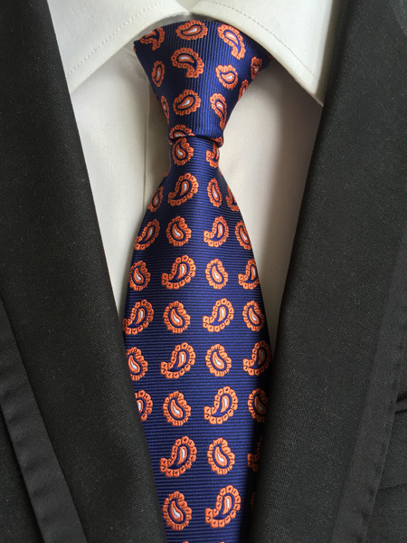 KPT2194 Blue and Orange Paisley  PolyWoven Tie