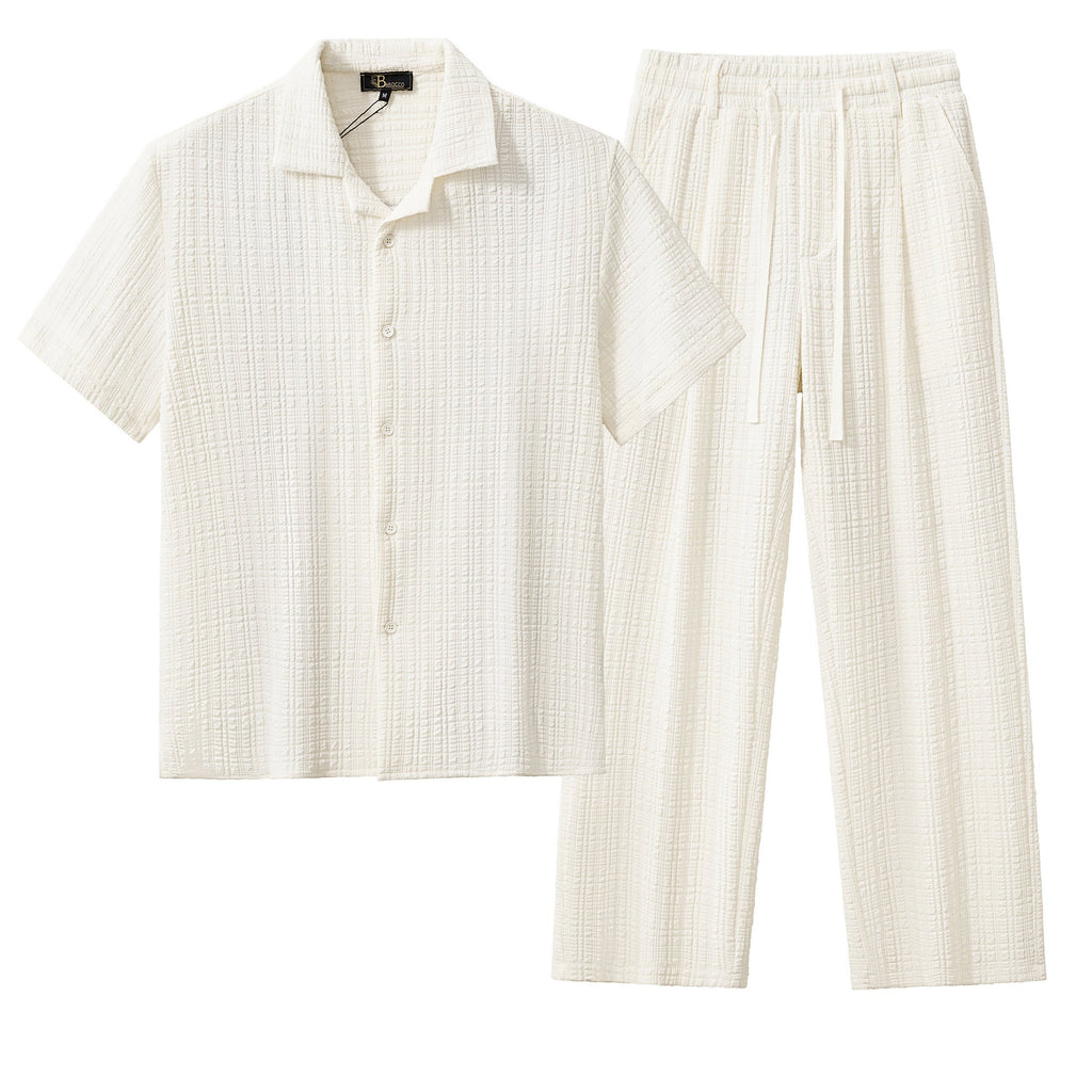 Loft Set – Textured Short Sleeve Shirt & Pant TAUPE - My Men's Shop
