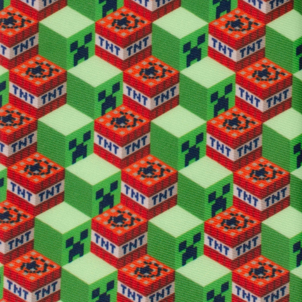 Minecraft Creeper TNT Isometric Green Men's Tie