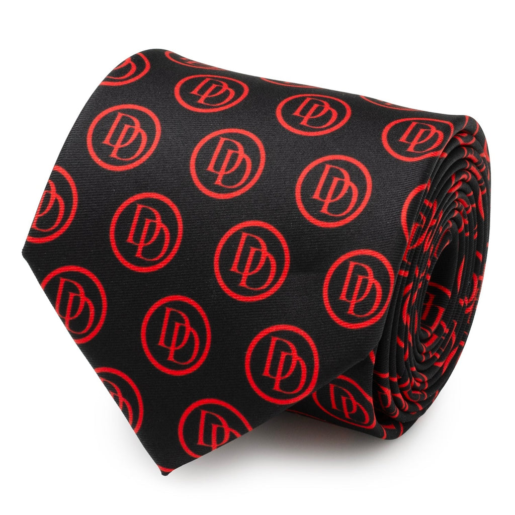Marvel Daredevil Men’s Black Tie and Embossed Logo Lapel Pin Gift Set