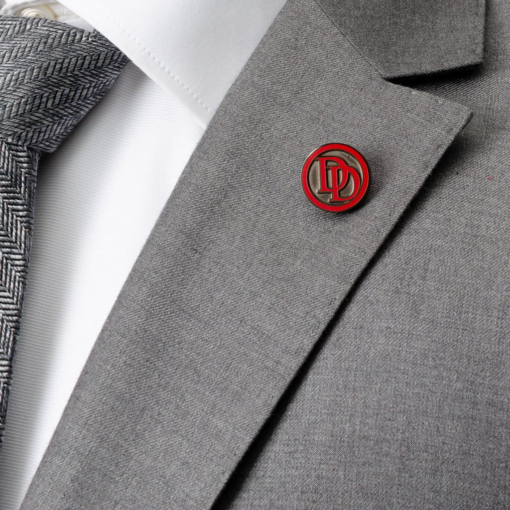 Marvel Daredevil Men’s Black Tie and Embossed Logo Lapel Pin Gift Set