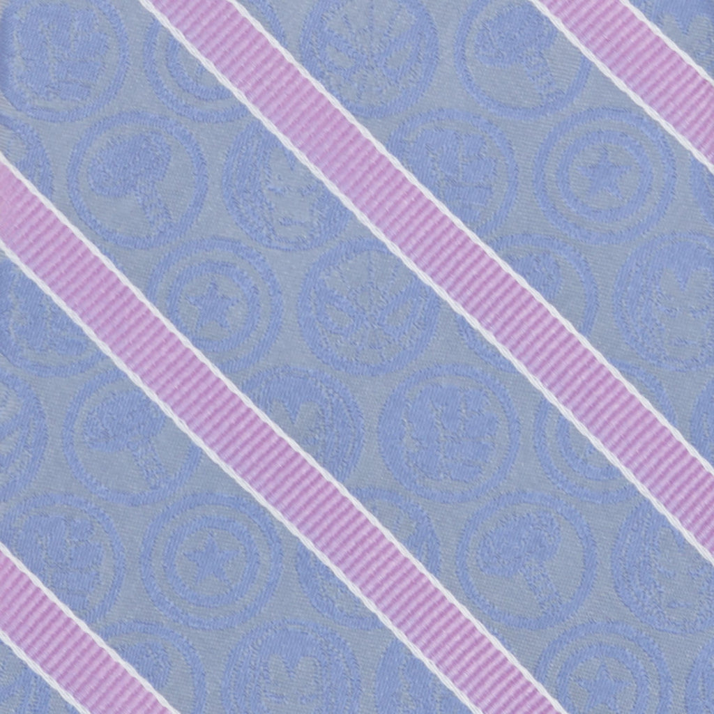 Marvel Comics Blue and Pink Stripe Silk Men's Tie
