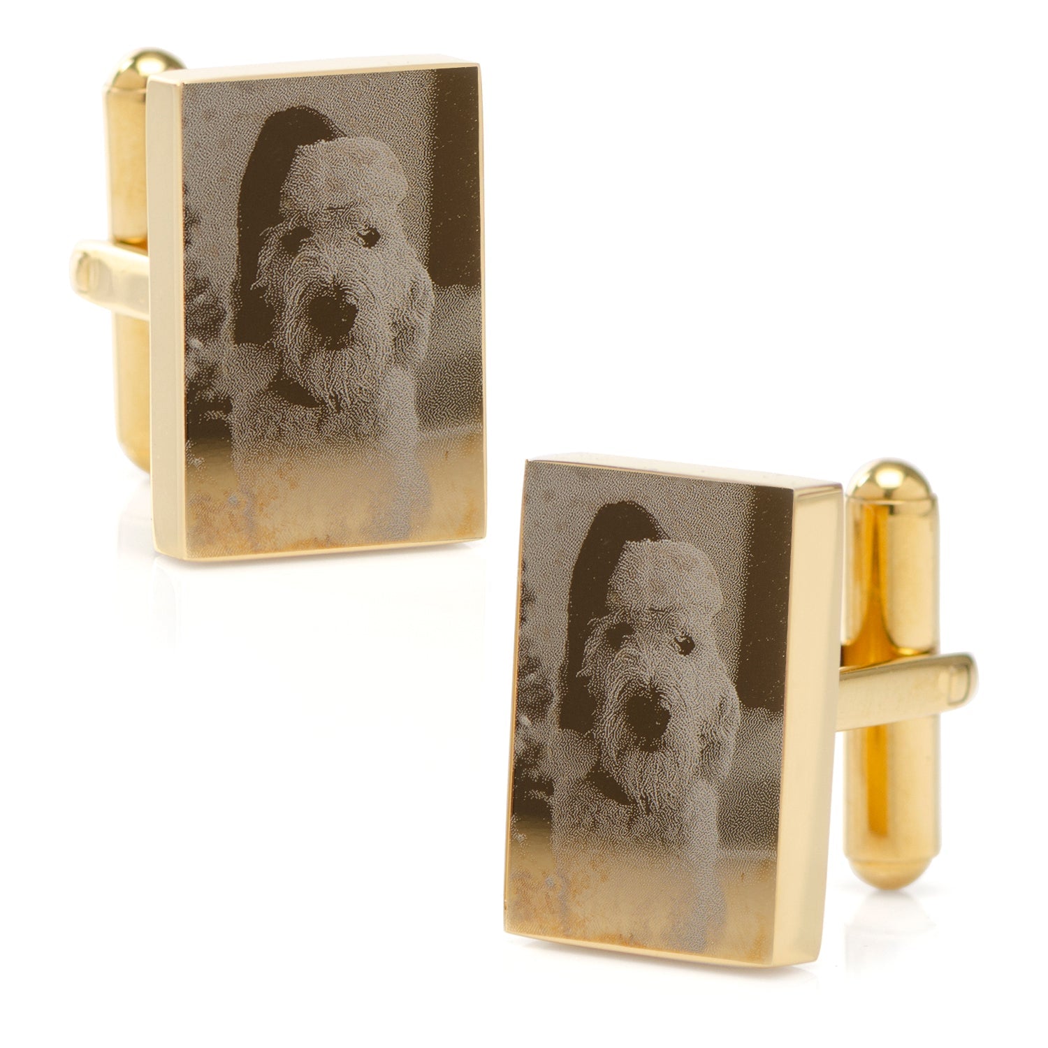 Custom Engraved Gold Plated Block Cufflinks