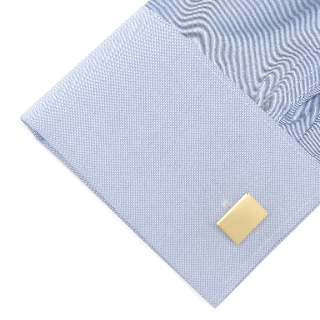 Stainless Steel Gold Plated Block Engravable Cufflinks