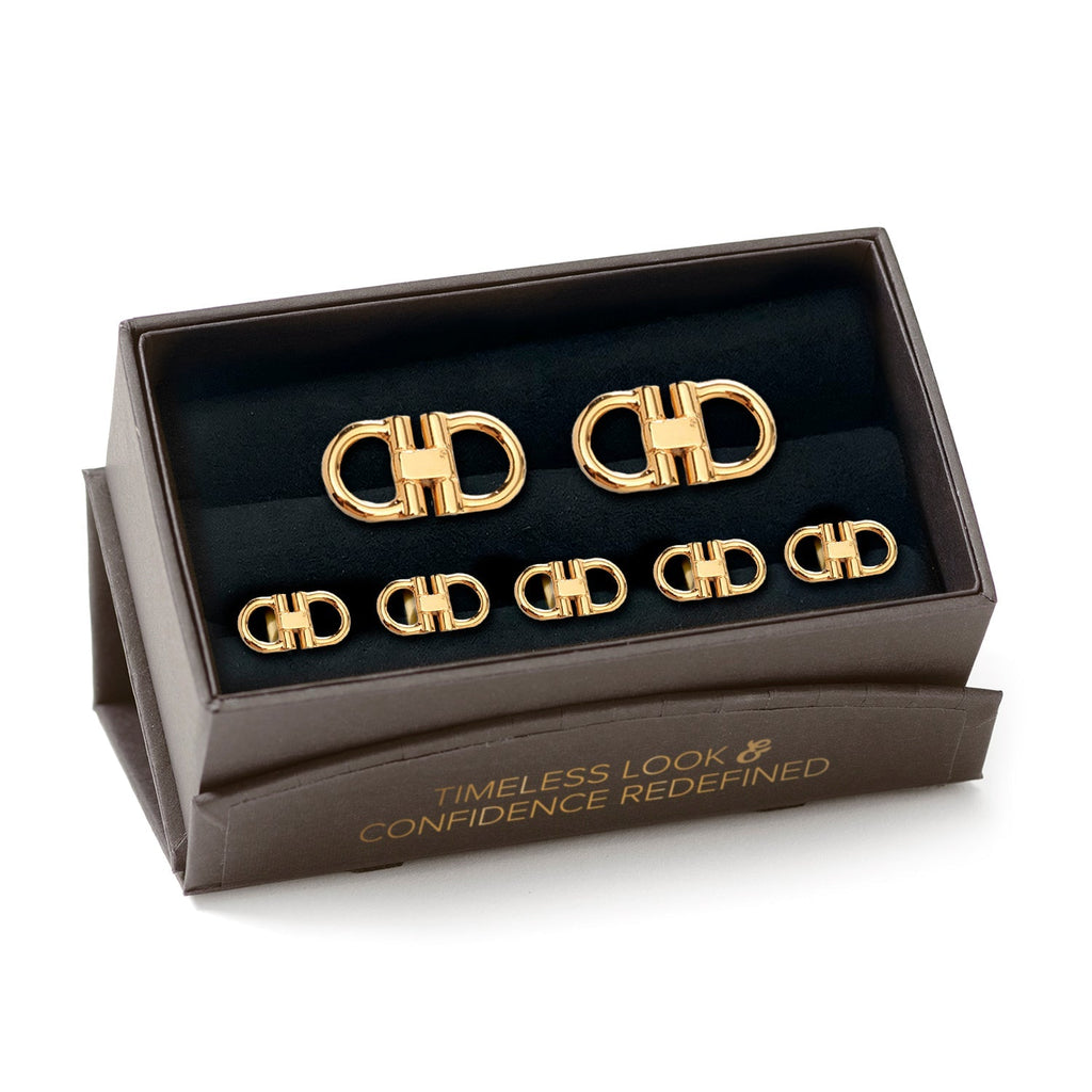 Horse Bit Gold Stainless Steel 5-Stud Set