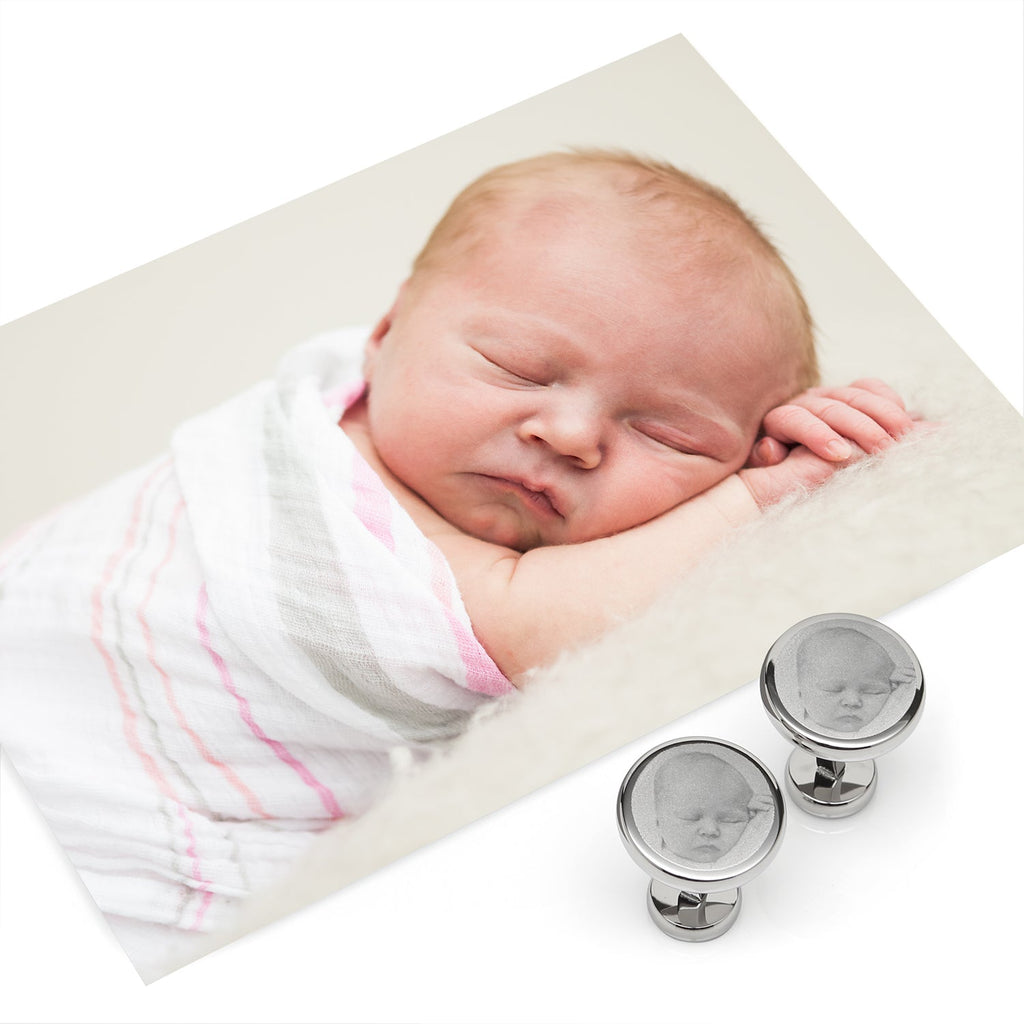 Custom Engraved Round Photo Cufflinks