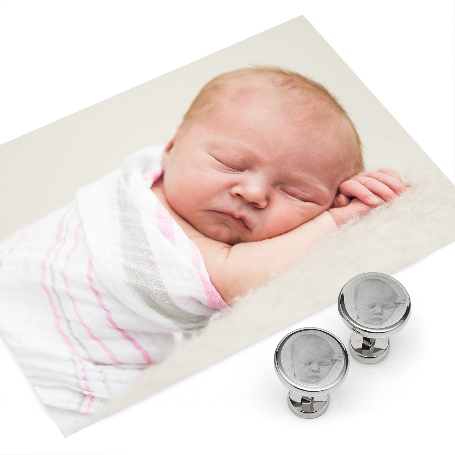 Custom Engraved Round Photo Cufflinks