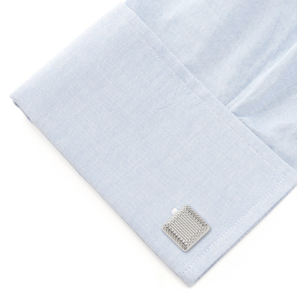 Silver Textured Square Cufflinks