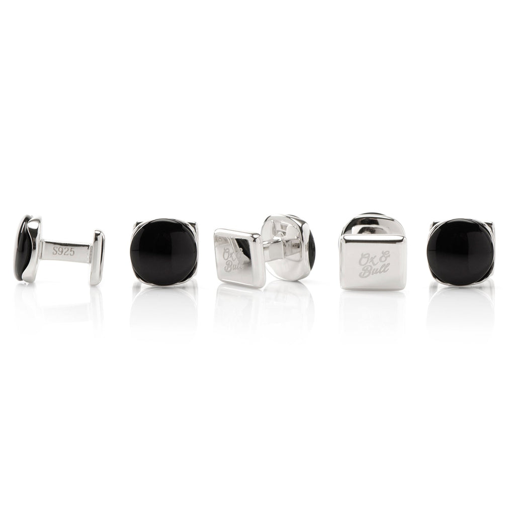 Sterling Silver Classic Formal Onyx 5-Stud Set - My Men's Shop