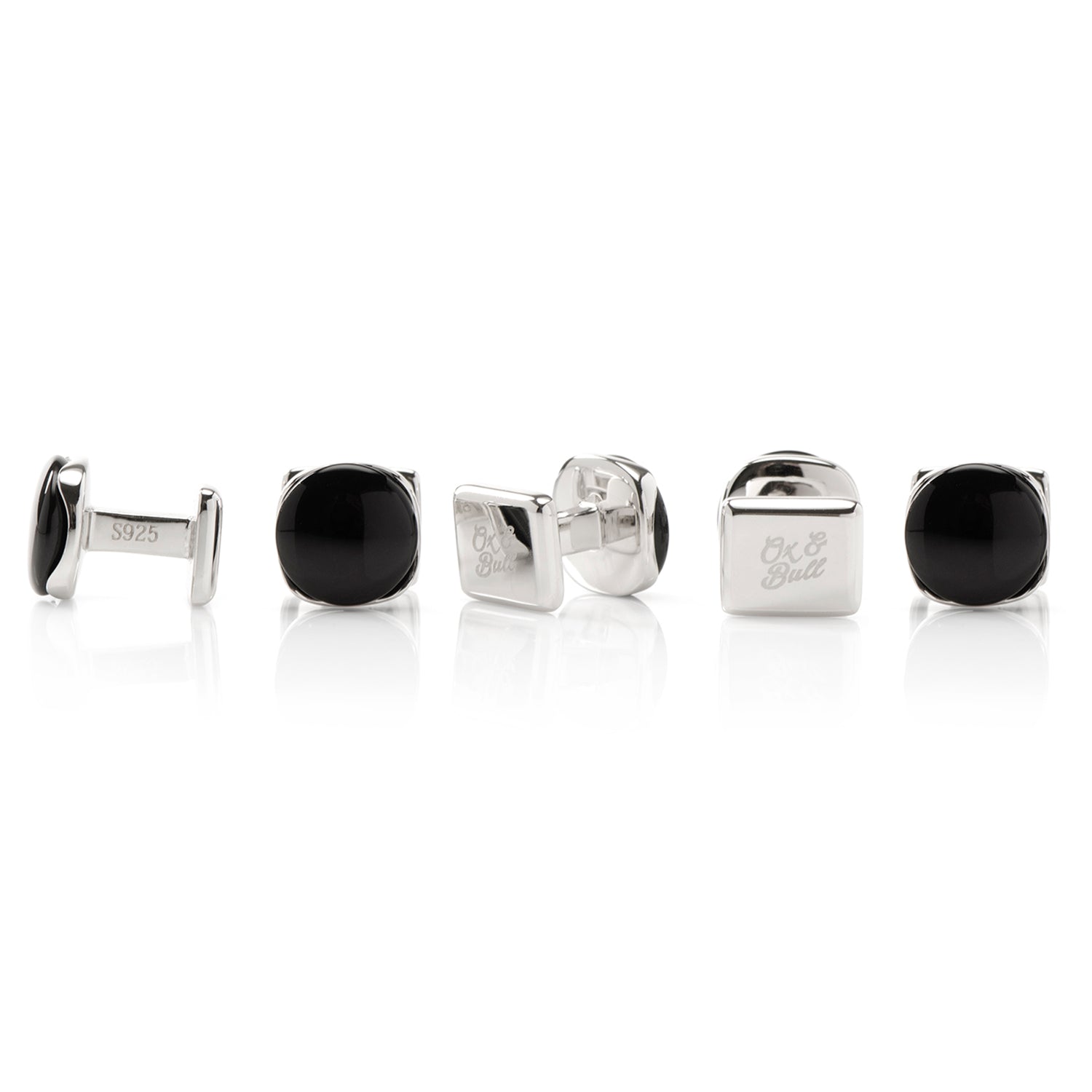 Sterling Silver Classic Formal Onyx 5-Stud Set - My Men's Shop
