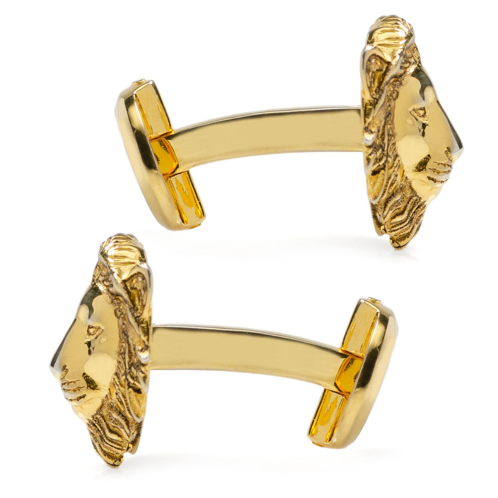 Gold Plated Sterling Lion Head Cufflinks