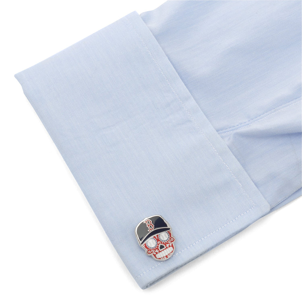 MLB Boston Red Sox Sugar Skull Cufflinks & Lapel Pin Gift Set