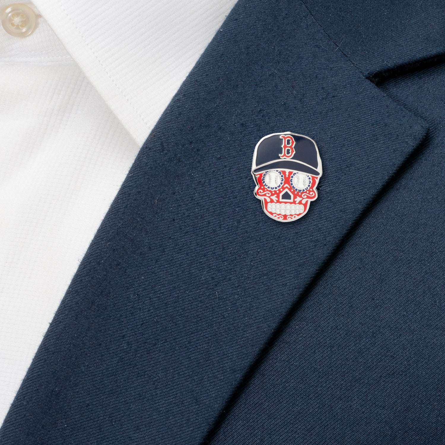 MLB Boston Red Sox Sugar Skull Cufflinks & Lapel Pin Gift Set