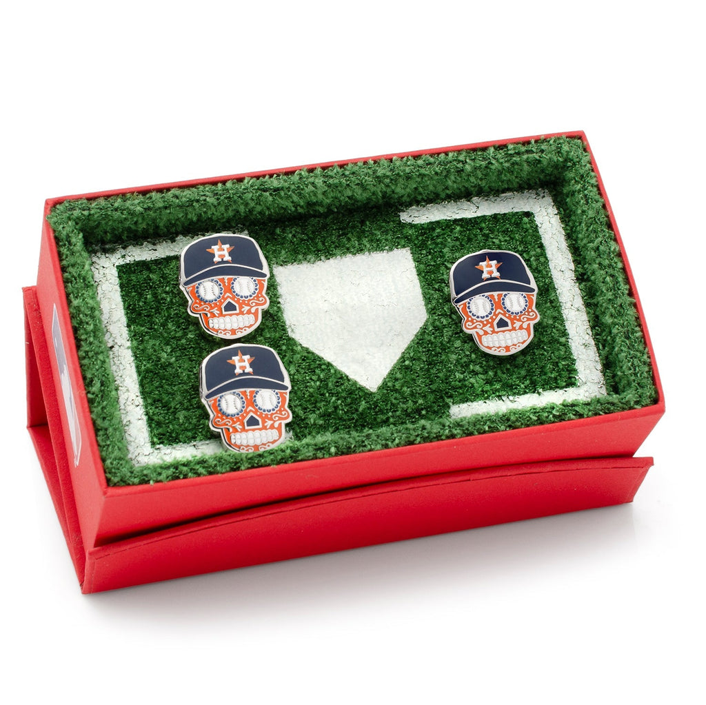 Houston Astros Sugar Skull Cufflinks & Lapel Pin Gift Set - My Men's Shop