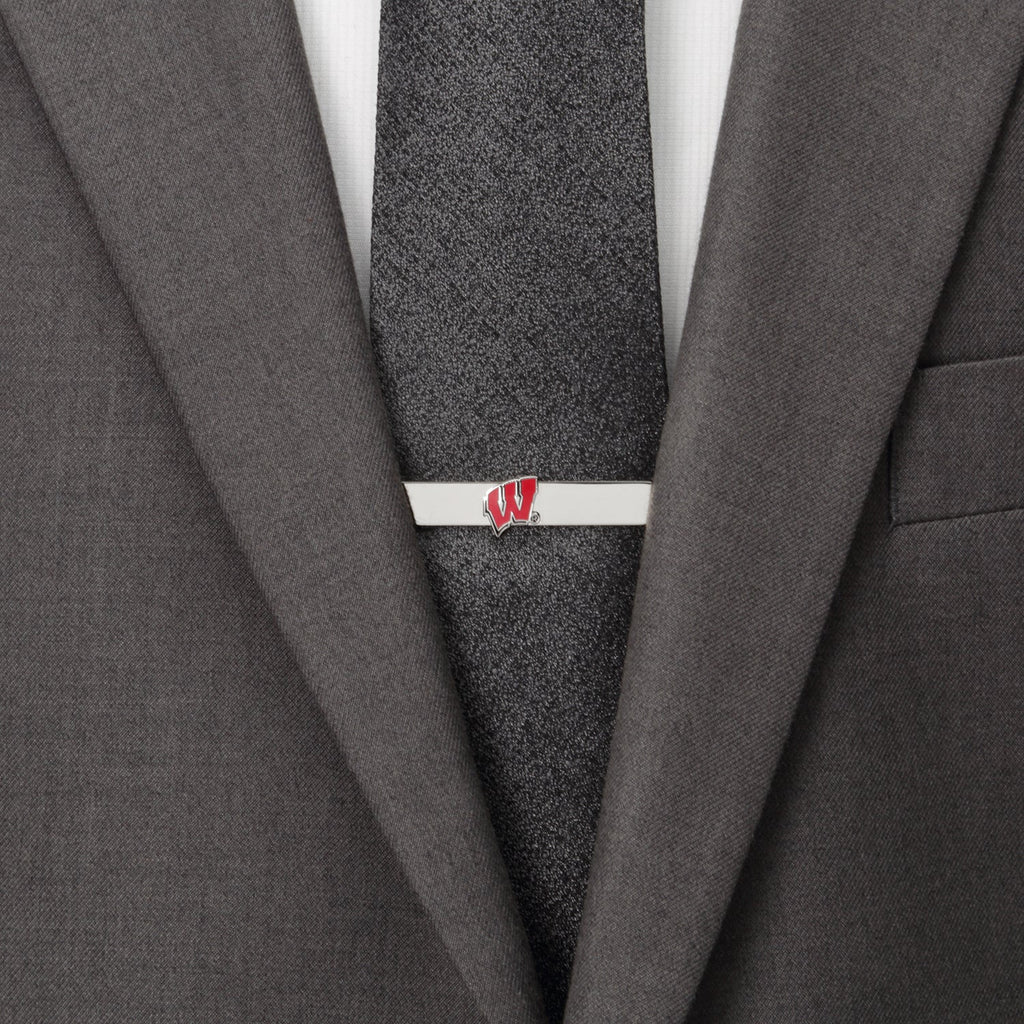 NCAA University of Wisconsin Badgers Cufflinks and Tie Bar Set