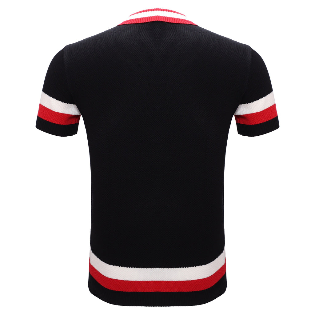Heritage Stripe Knit Polo BLACK - My Men's Shop