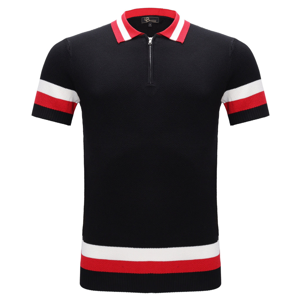 Heritage Stripe Knit Polo BLACK - My Men's Shop