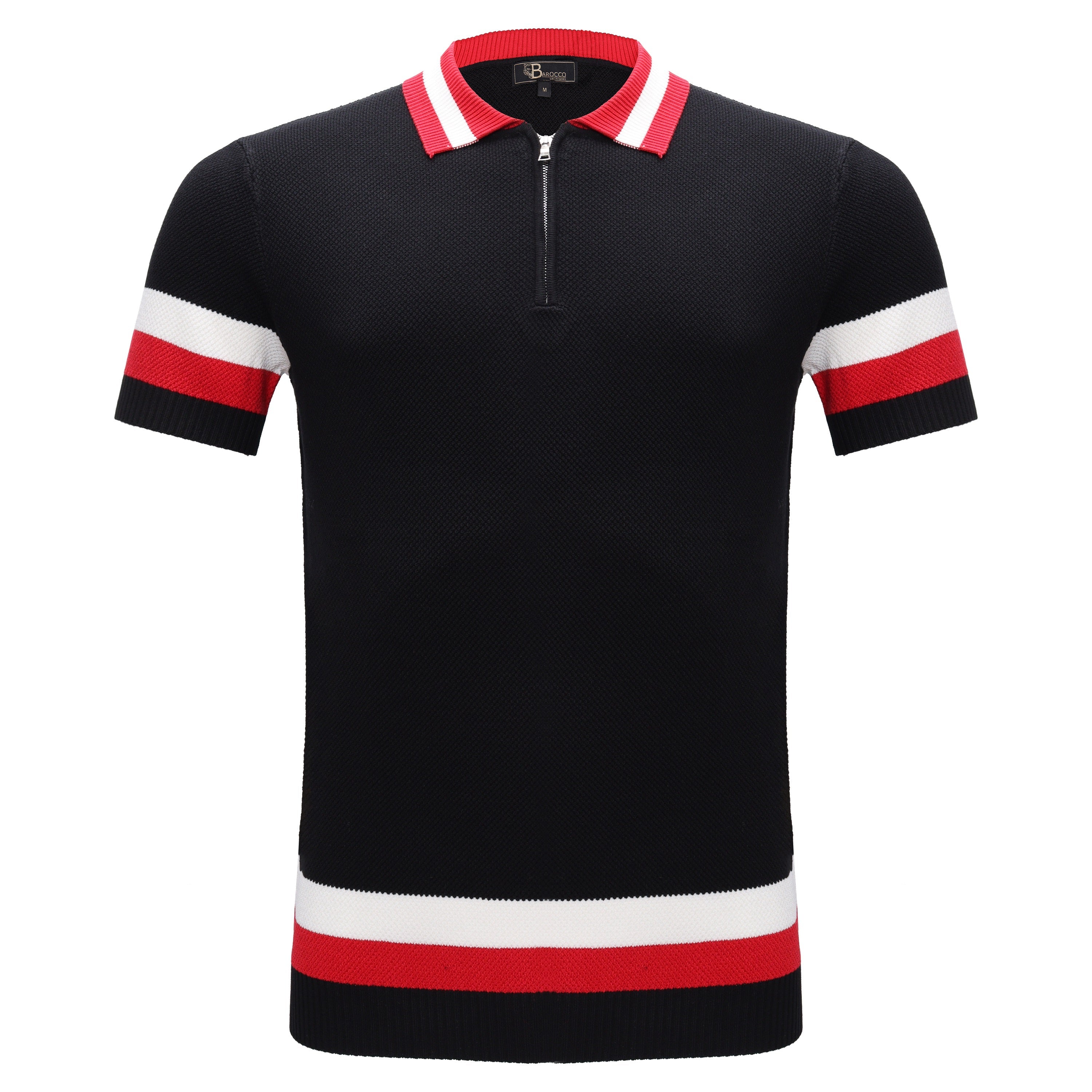 Heritage Stripe Knit Polo BLACK - My Men's Shop