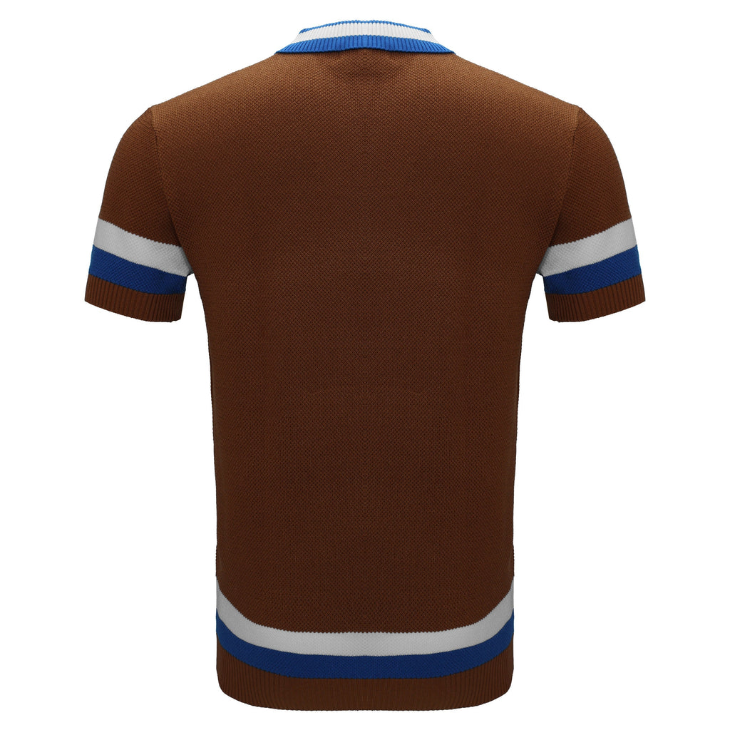 Heritage Stripe Knit Polo KHAKI - My Men's Shop
