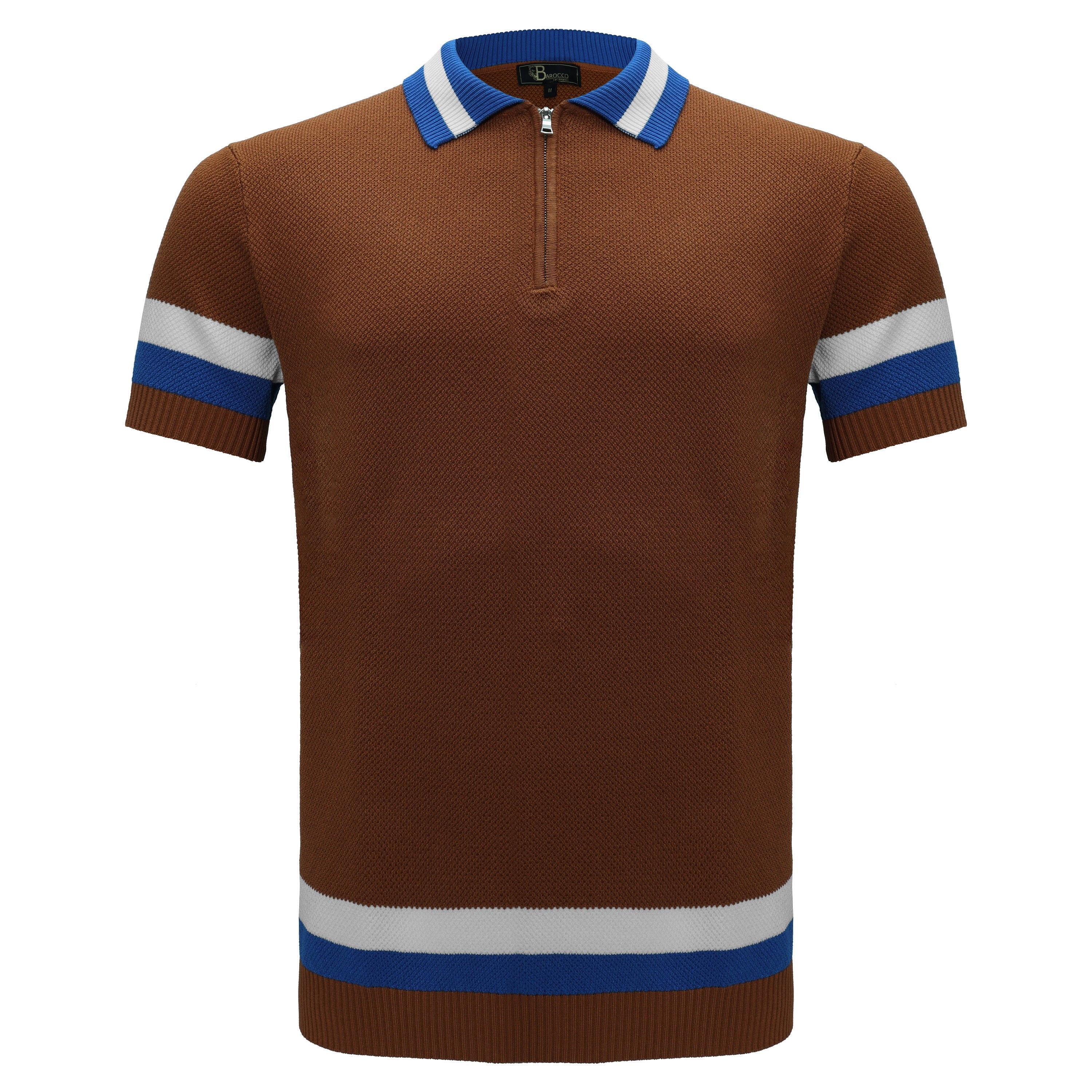 Heritage Stripe Knit Polo KHAKI - My Men's Shop