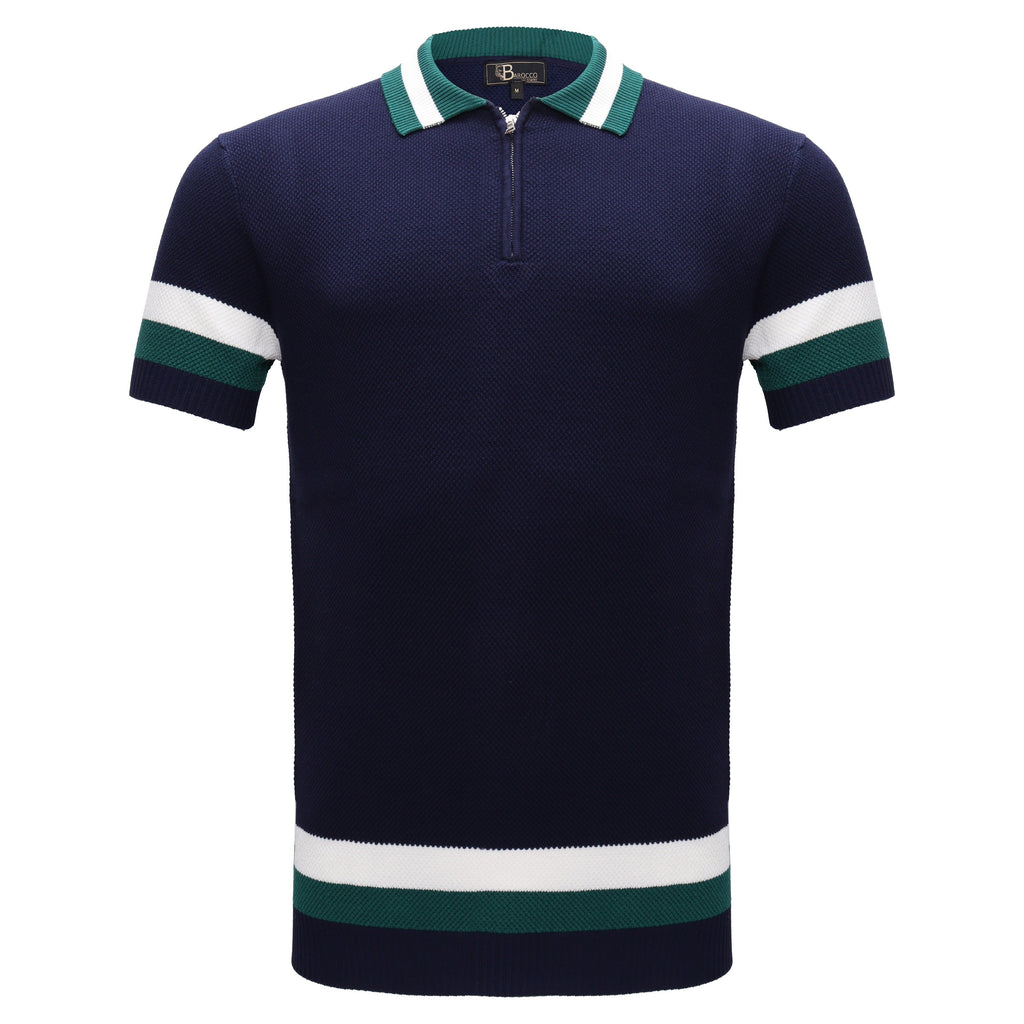 Heritage Stripe Knit Polo NAVY - My Men's Shop