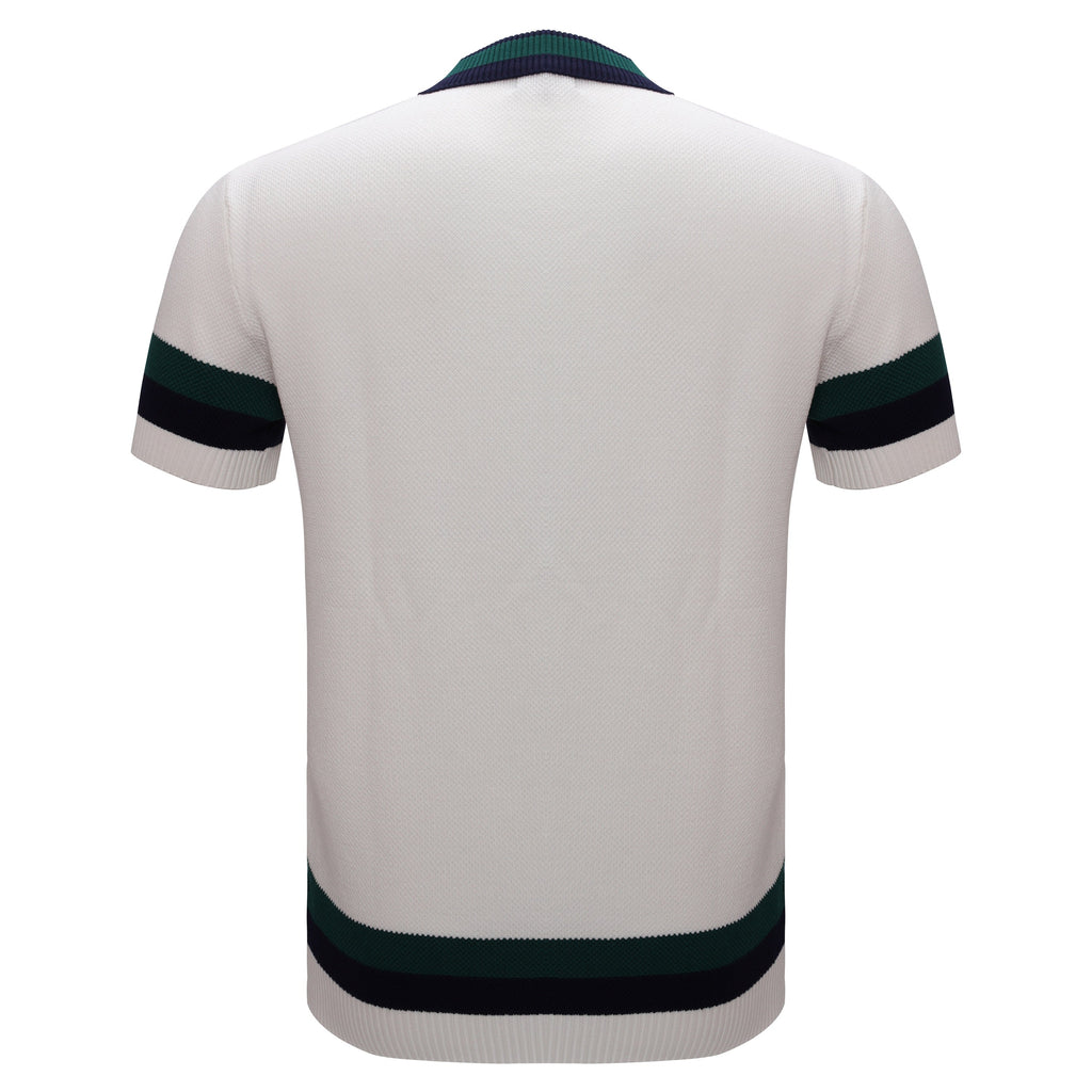 Heritage Stripe Knit Polo WHITE - My Men's Shop