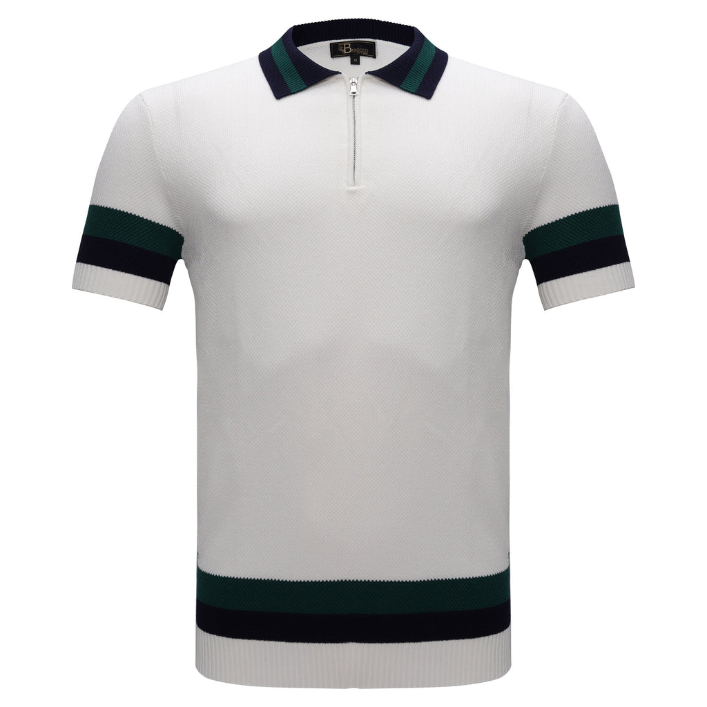 Heritage Stripe Knit Polo WHITE - My Men's Shop