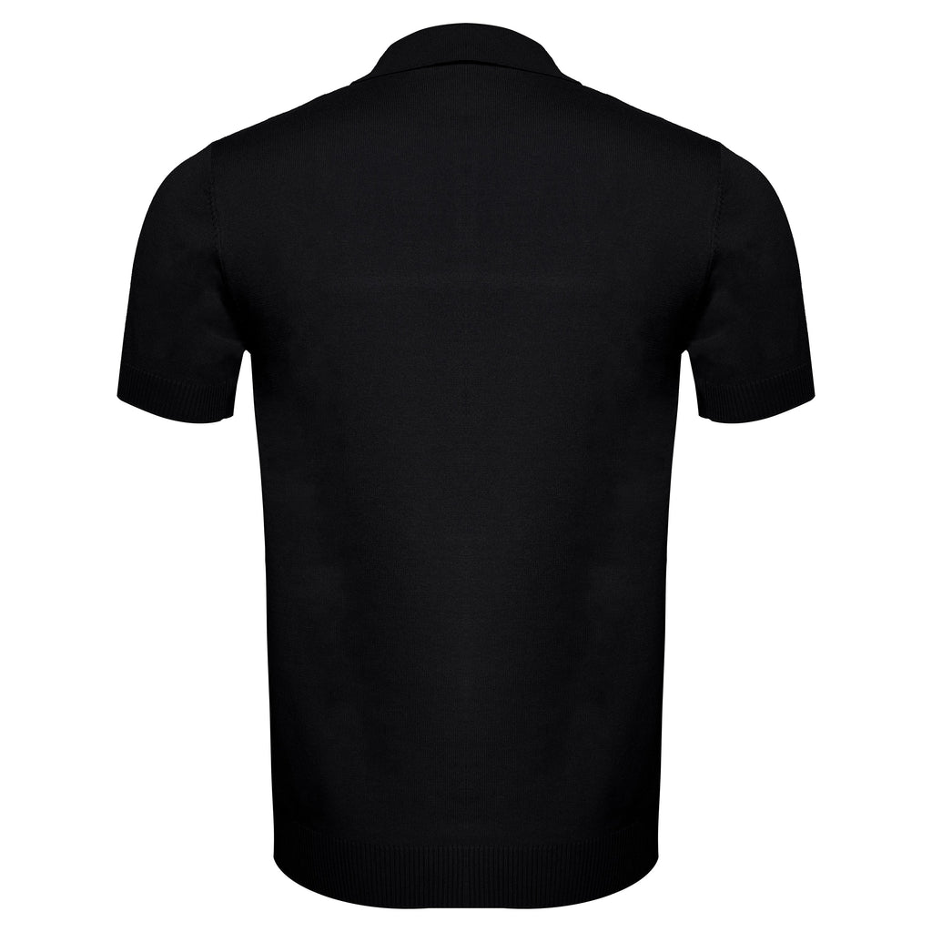 Men's Retro-Inspired Knitted Polo Shirt BLACK/WHITE - My Men's Shop