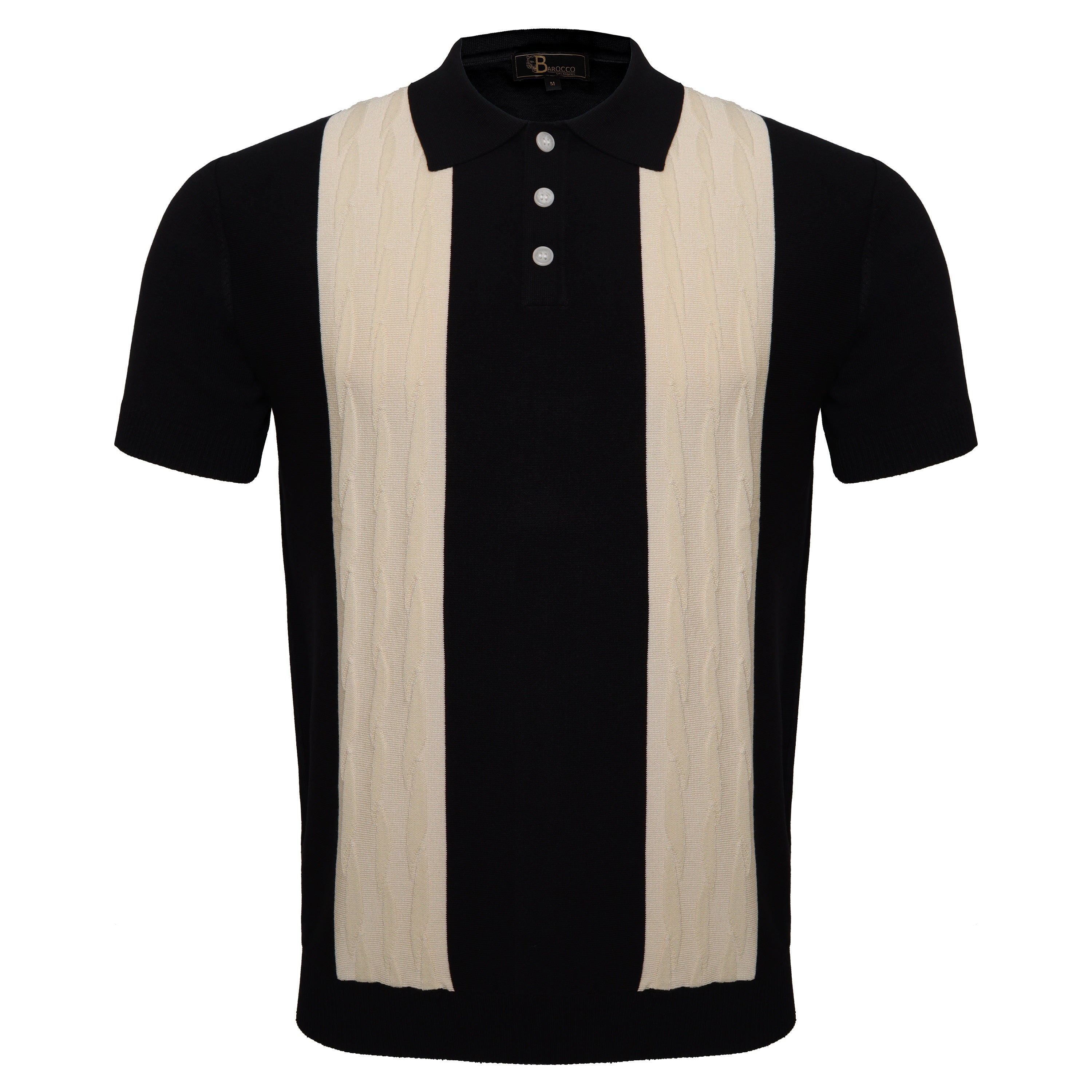 Men's Retro-Inspired Knitted Polo Shirt BLACK/WHITE - My Men's Shop