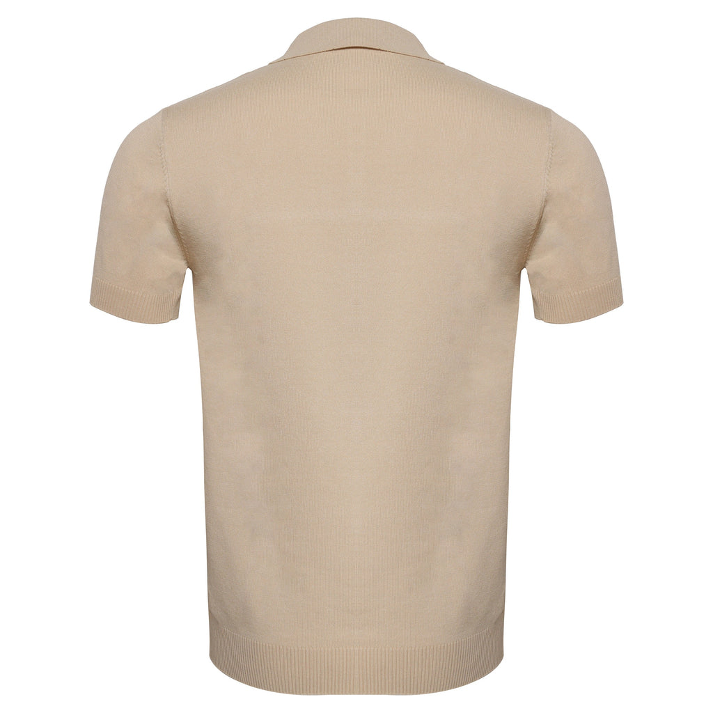 Men's Retro-Inspired Knitted Polo Shirt IVORY/NAVY - My Men's Shop