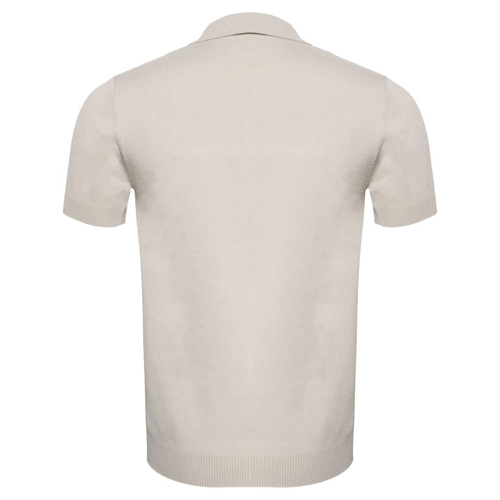 Men's Retro-Inspired Knitted Polo Shirt WHITE/NAVY - My Men's Shop