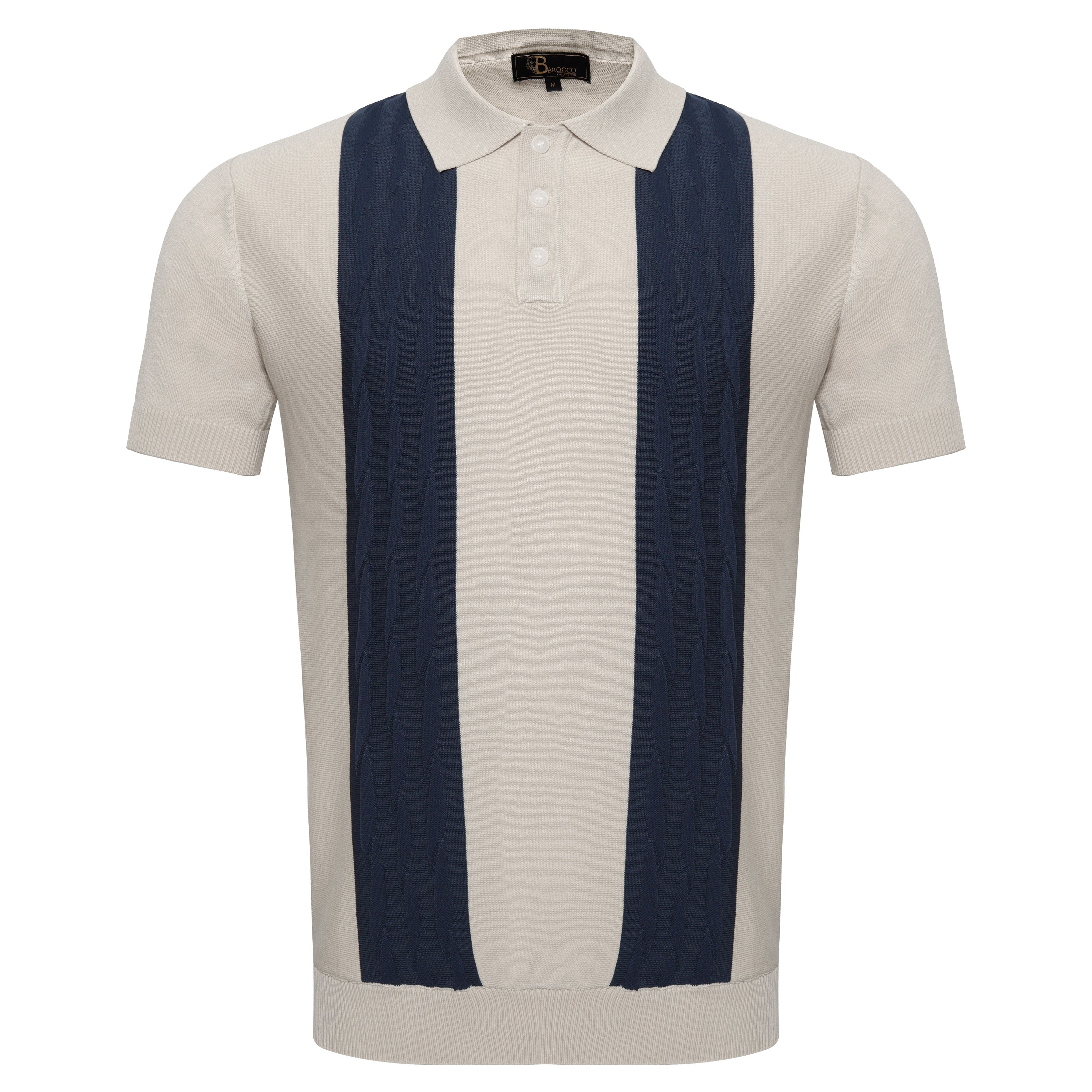 Men's Retro-Inspired Knitted Polo Shirt WHITE/NAVY - My Men's Shop
