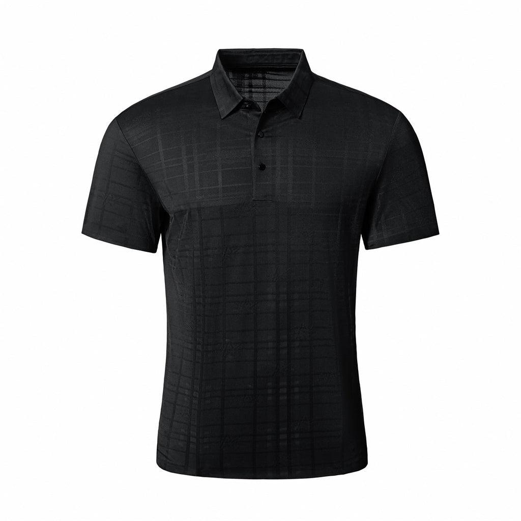 Shadow Plaid Stitchless Men's Polo Black - My Men's Shop