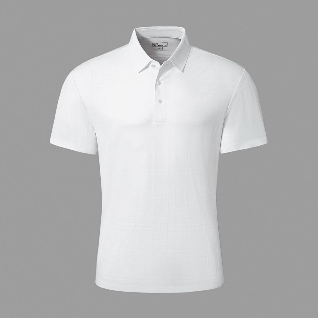 Shadow Plaid Stitchless Men's Polo White - My Men's Shop