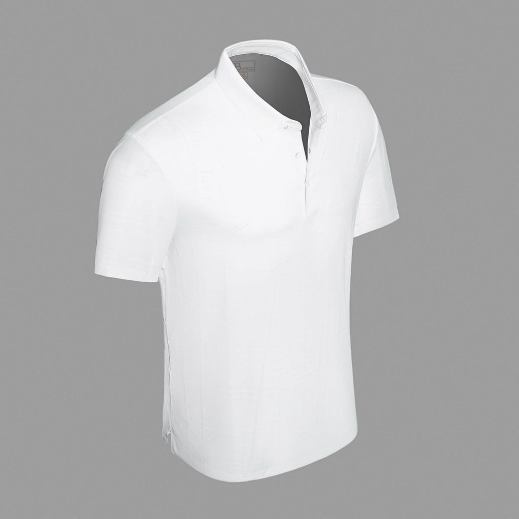 Shadow Plaid Stitchless Men's Polo White - My Men's Shop