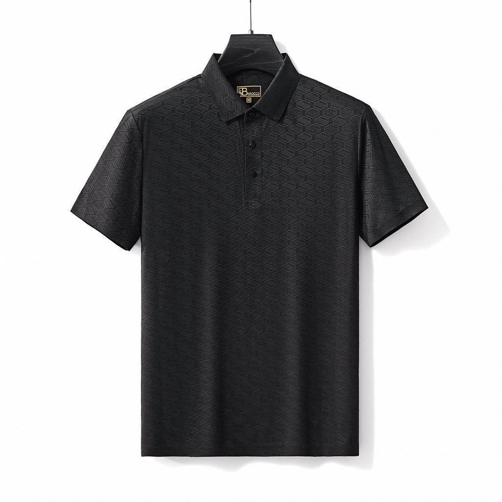 Geo Texture Stitchless Polo BLACK - My Men's Shop