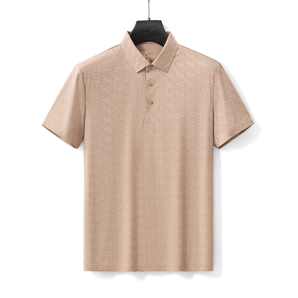 Geo Texture Stitchless Men's Polo Khaki - My Men's Shop