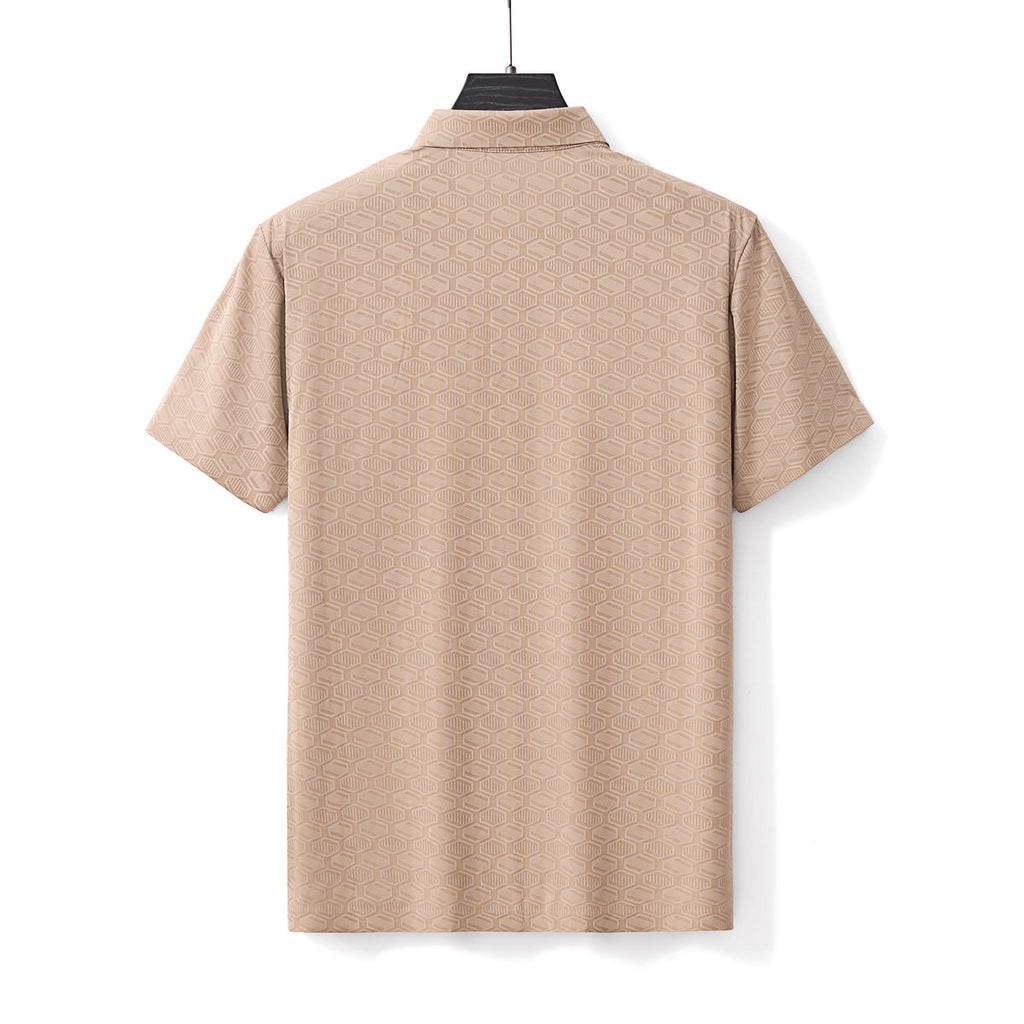 Geo Texture Stitchless Men's Polo Khaki - My Men's Shop