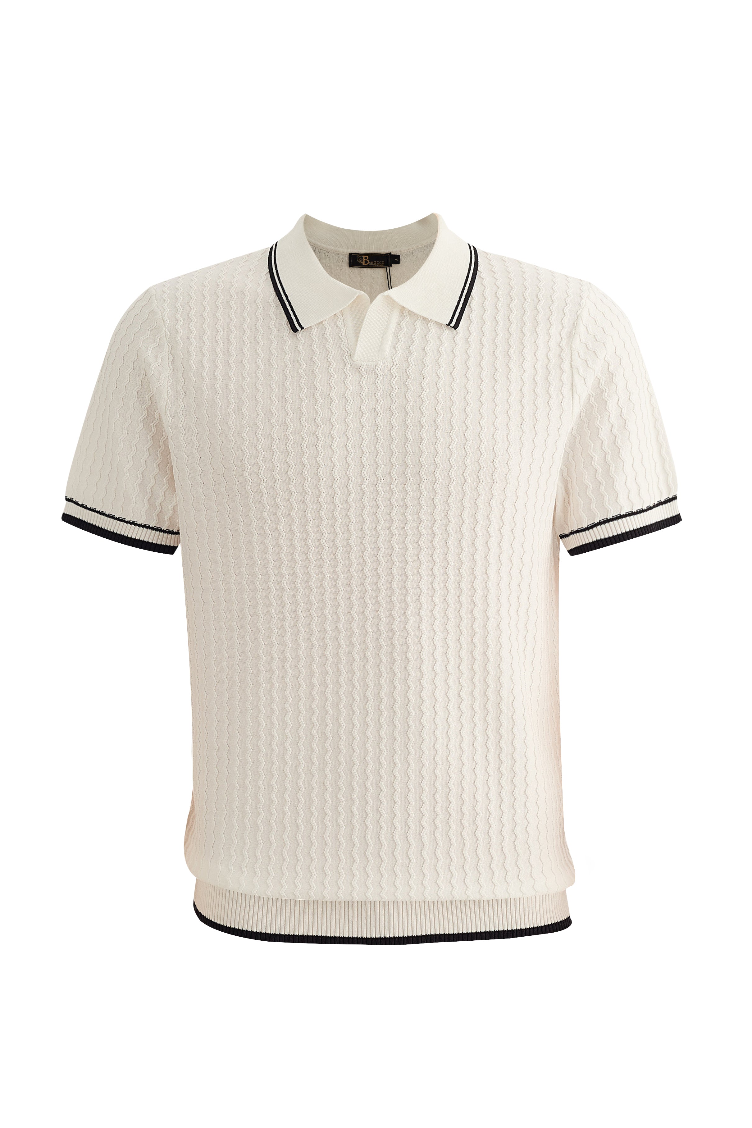 Capri Woven Stripe-Trim Polo IVORY - My Men's Shop