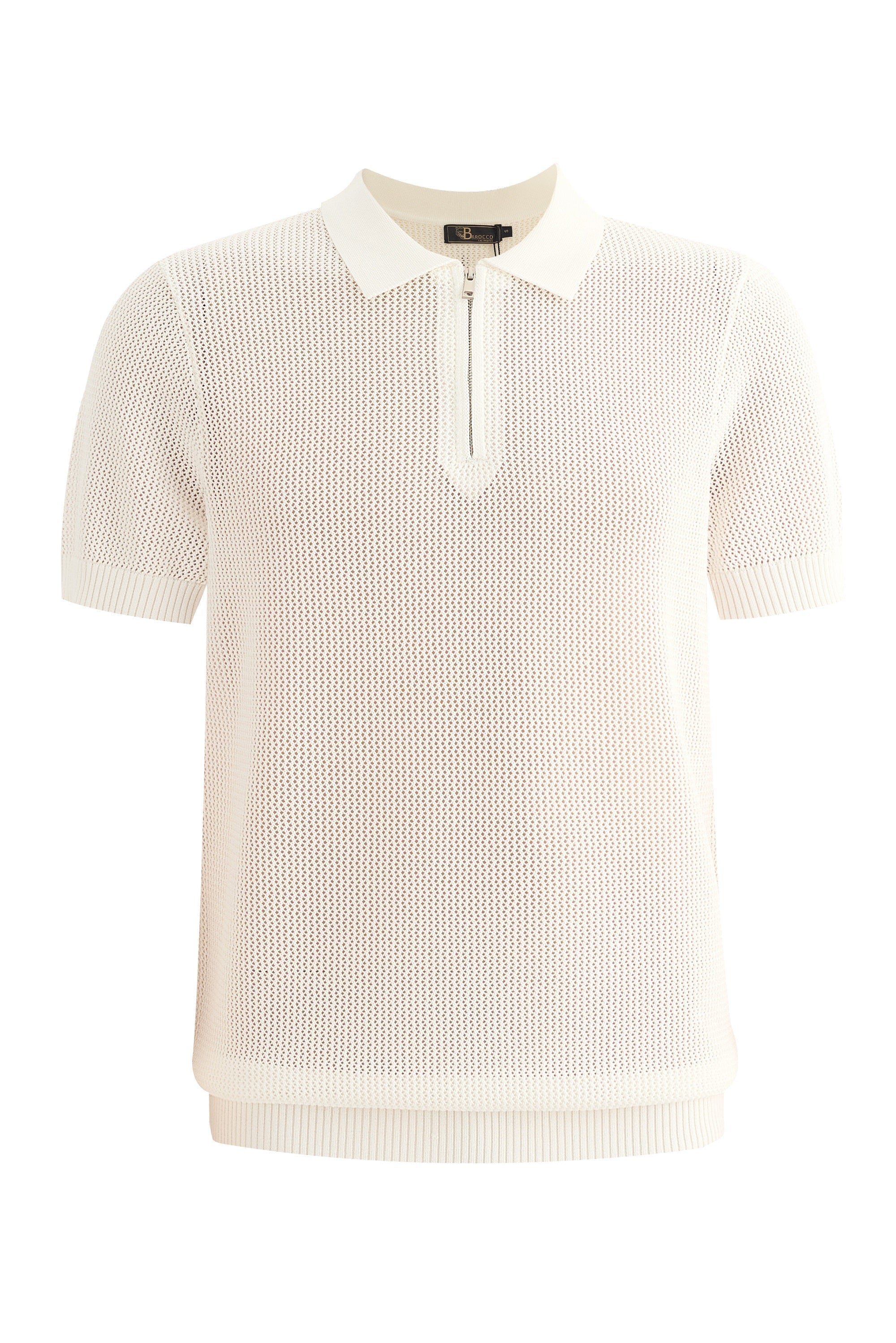The Napoli Mesh Zip Polo WHITE - My Men's Shop