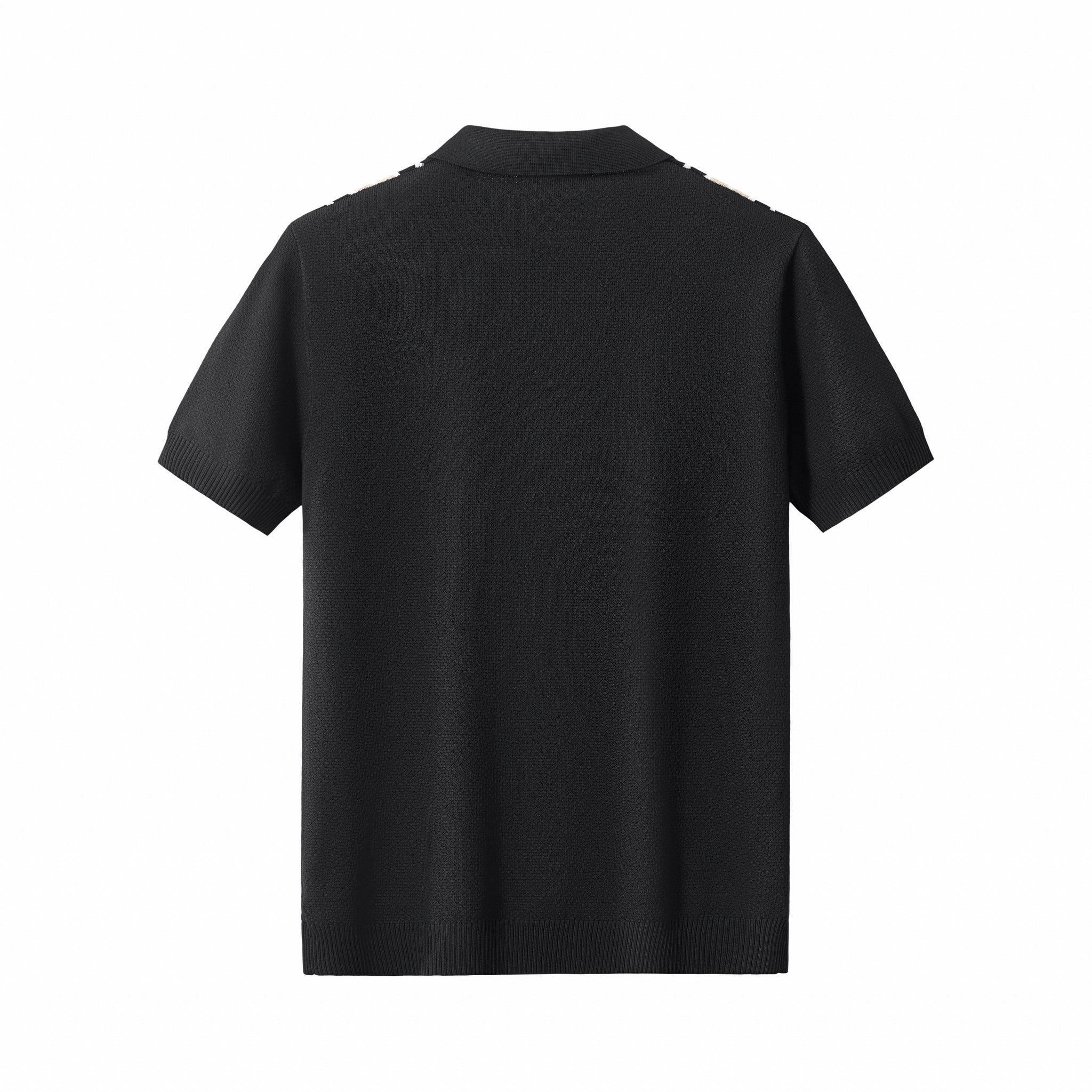 Retro Stripe Zip Polo BLACK/KHAKI - My Men's Shop