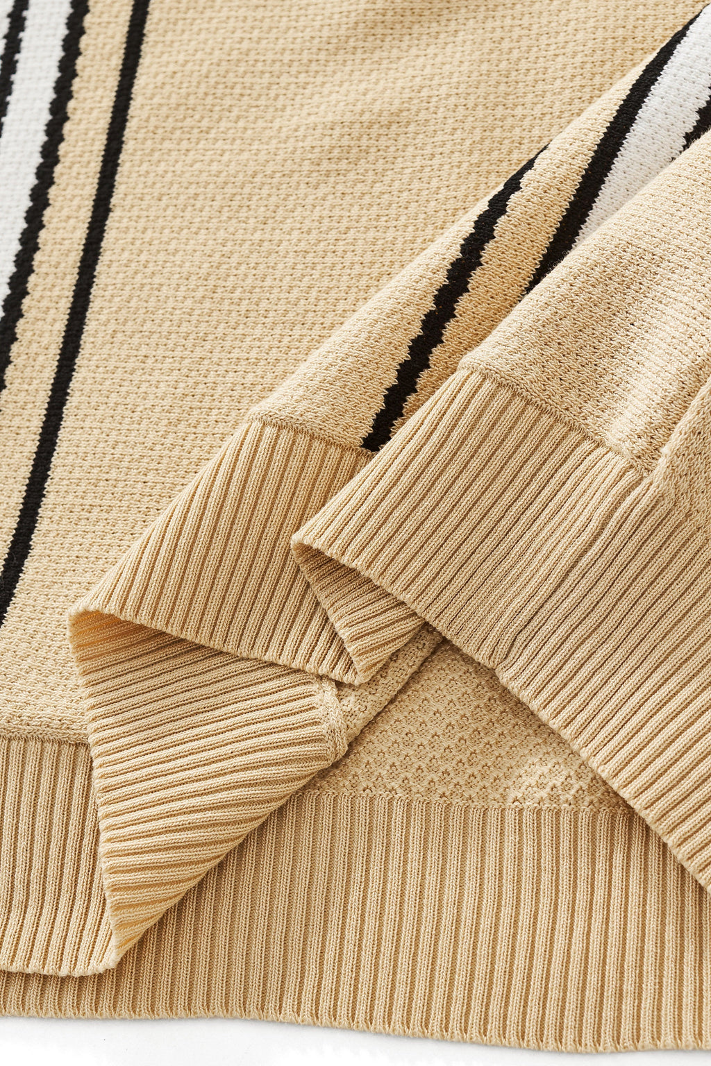 Retro Stripe Zip Polo KHAKI/WHITE - My Men's Shop