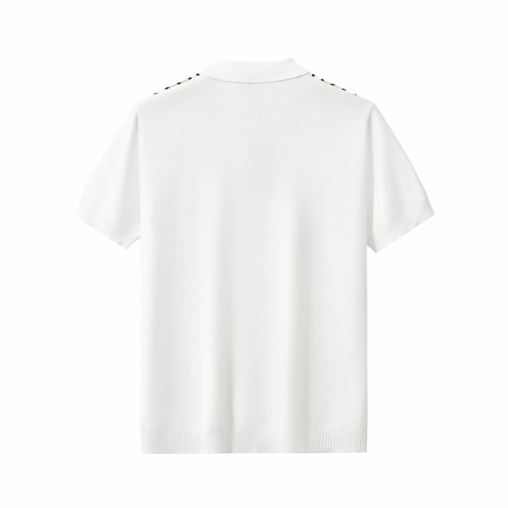 Retro Stripe Zip Polo WHITE/KHAKI - My Men's Shop